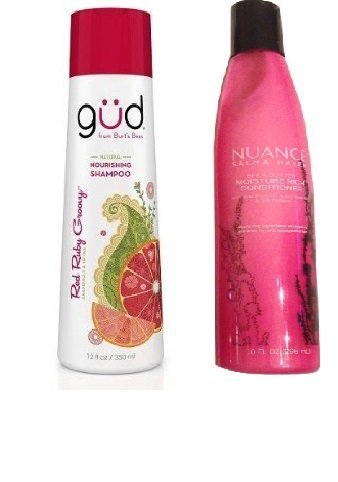 Güd Nourishing Shampoo - Red Ruby Groovy - 12 oz And Nuance Salma Hayek Shea Butter Moisture Rich Conditioner 10oz