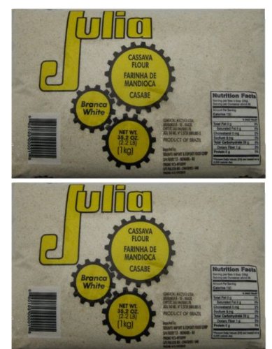 Julia - Seasoned Cassava Flour - 35,2 oz (1kg) [PACK Of 2] | Farinha de Mandioca Casabe | Branca / White