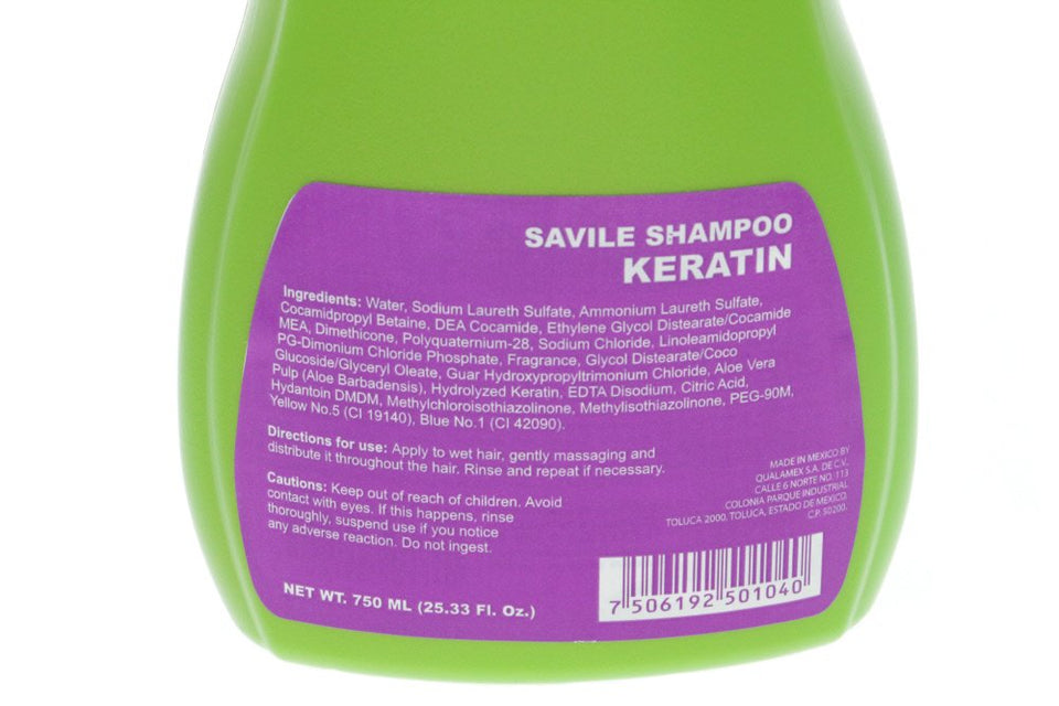 Shampoo Saville LISO Keratina (Pulpa De Sabila Y Keratina) 750mlper Bottle