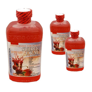Suero Oral Electrolyte Solution - Cherry Flavor 1lt 3 Pcs