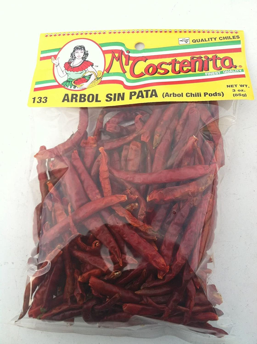 Whole Chile De Arbol, 3 Ounce - Mexican Whole Dried Arbol Chili Peppers