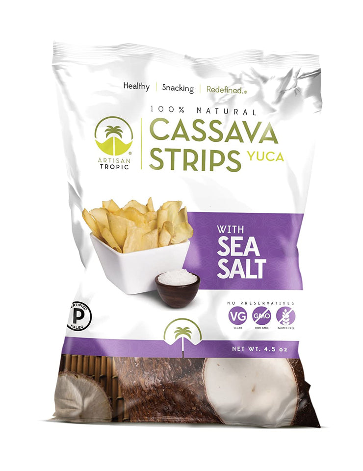 Artisan Tropic Cassava (Yuca) Strips: Sea Salt 4.5oz (12 Pack)