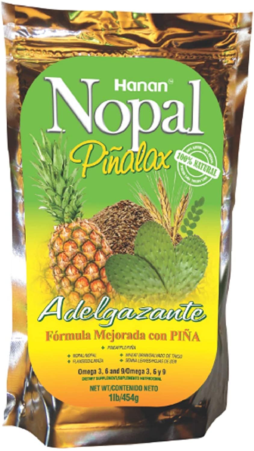 Nopal Pinalax Weight Control w/Pineapple, Flaxseed Nopal Flax Linaza Plus Adelgazante 100% Natural 1lb/454g