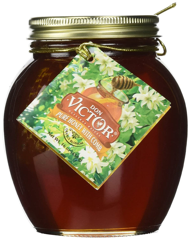 Don Victor Orange Blossom Comb Honey Globe Jar, 16 Ounce