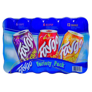 Faygo Variety Soda, Grape Red Pop Orange, 12 Ounce (24 Cans)