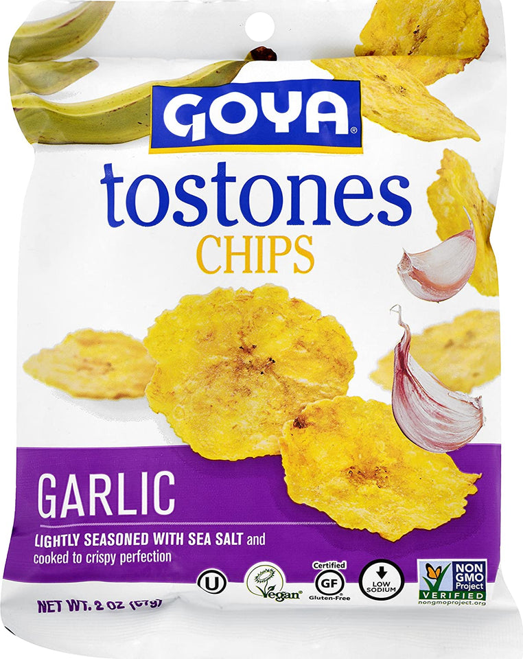 Goya Tostones Plantain Chips, Garlic, 2 Ounce