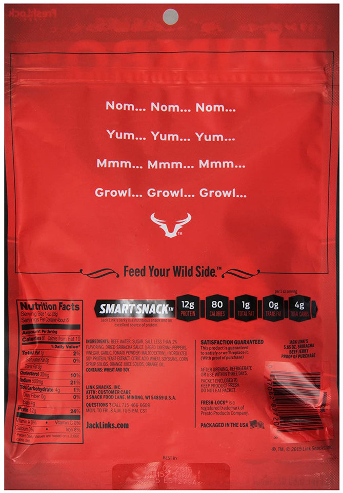Jack Link's Meat Snacks Beef Jerky, Sriracha, 5.85 Ounce