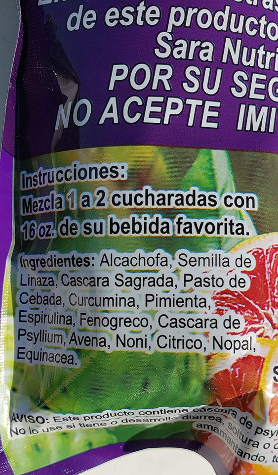Alcachofa Linaza Noni Flax Seed Noni Sara Nutrition Colon Cleanse Weight Loss,More Eneregy,Psyllium Husk,Artichoke,Cascara Sagrada,Spirulina,Noni,Nopal,Spirulina 14oz