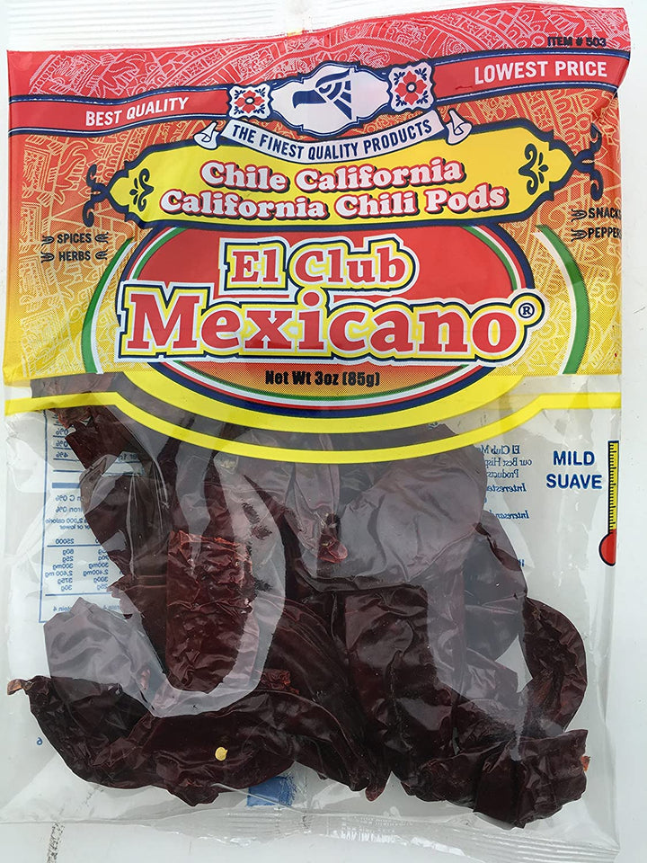 California Chile Mild Spicy Dried Great for Barbacoa Red Chili Pods Bag 3 oz