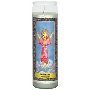 7 Days Candle Prayer to "The Divine Child Jesus" Baby Jesus Saint Candle: "Divino Nino Jesus" 8" Religious Candle with White Wax. Unscented Candle Made in the Usa